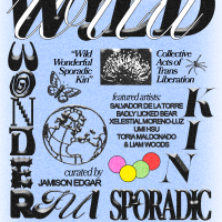one-wonderful-wild-sporadic-kin-1 a graphic with a blue background and the words wild wonderful sporandic kin in black